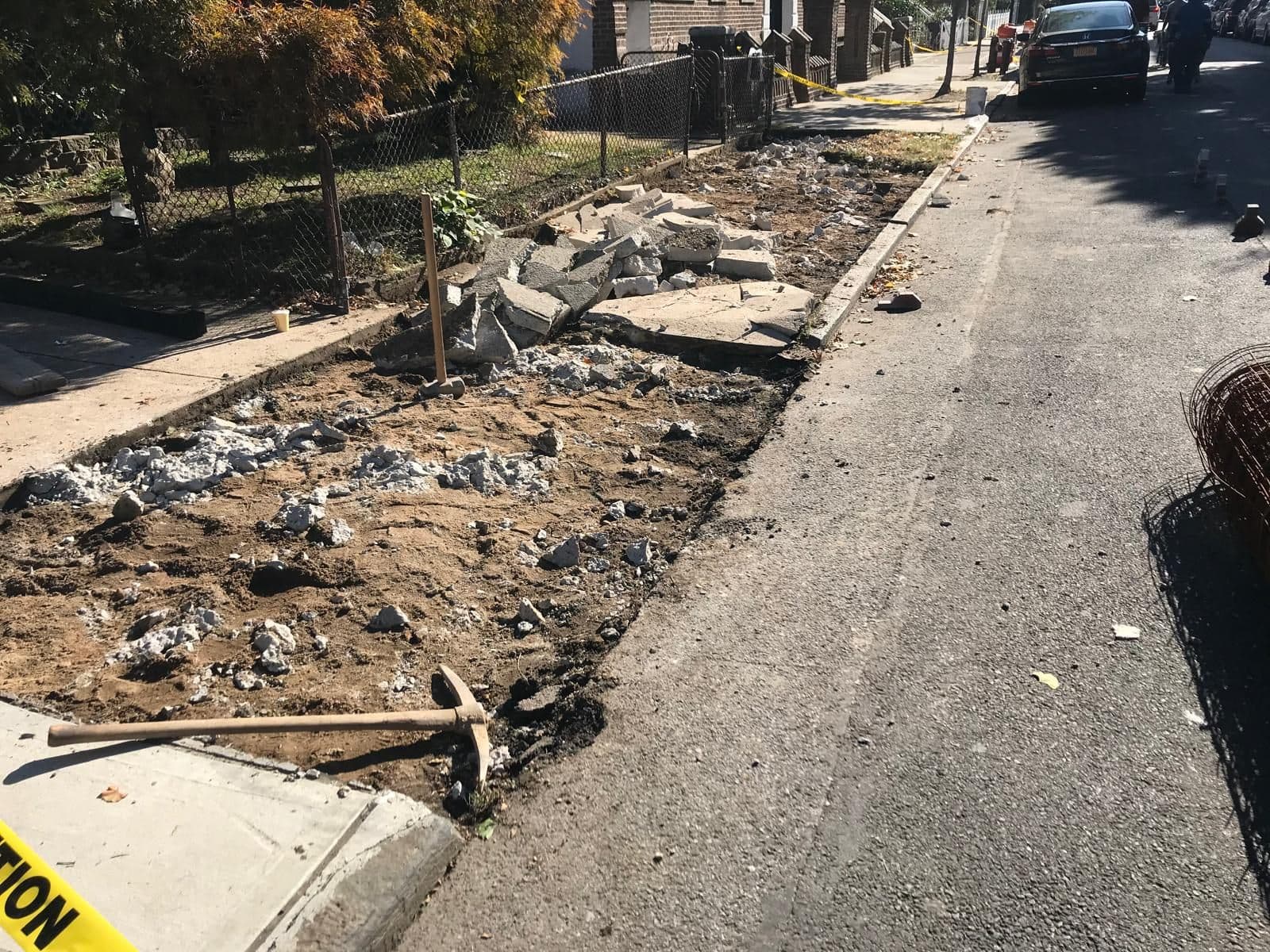 Old concrete broken out along the property