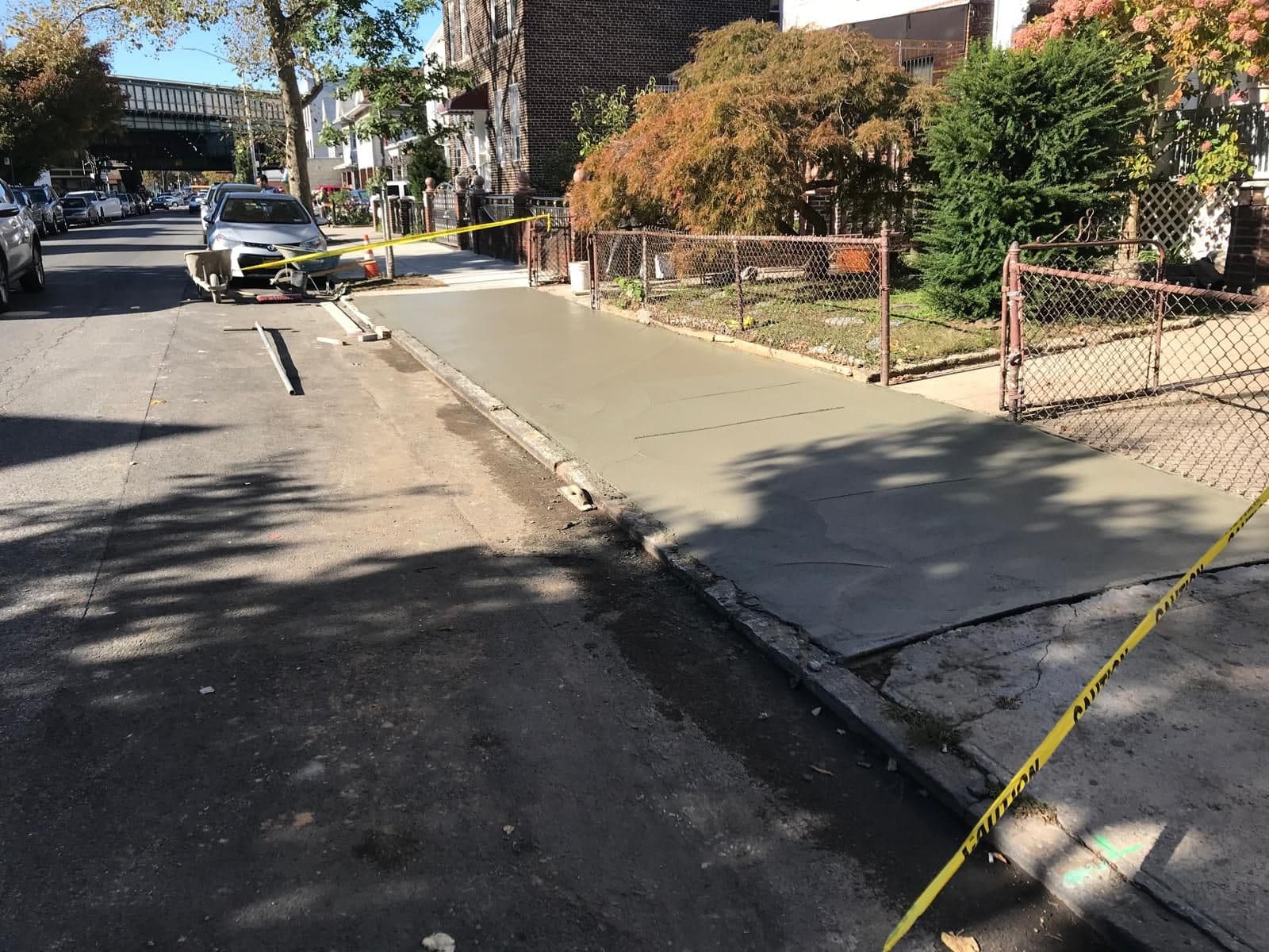 New sidewalk meeting the curb line