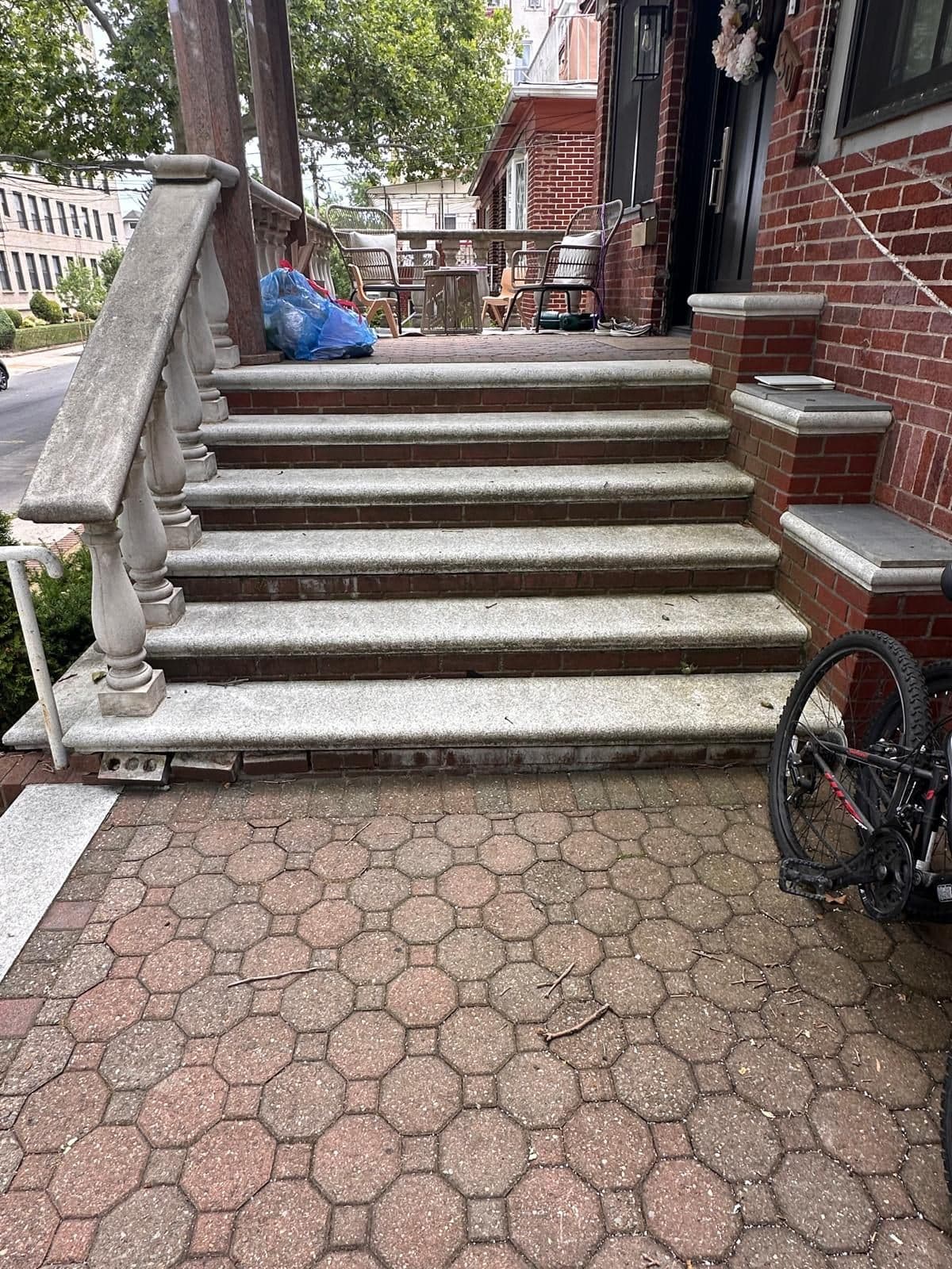 Before: old front steps above a paver walk