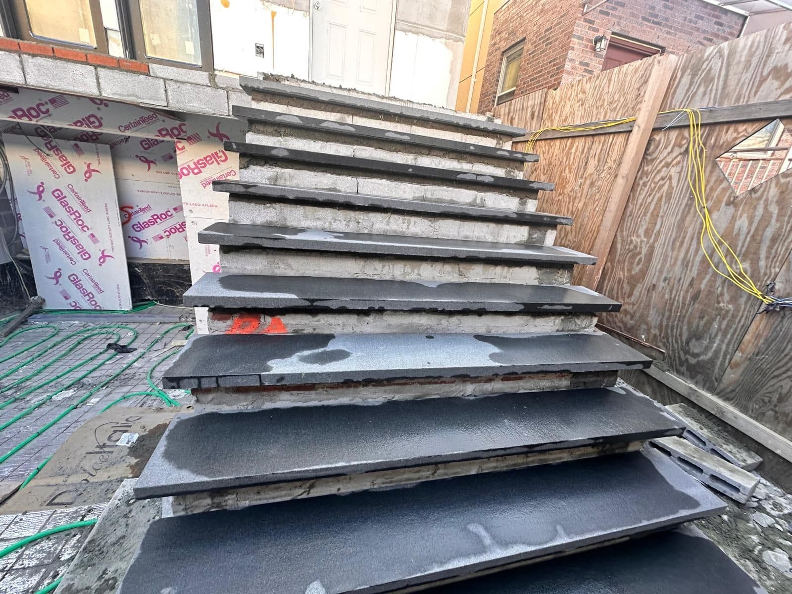 New steps finished in black granite