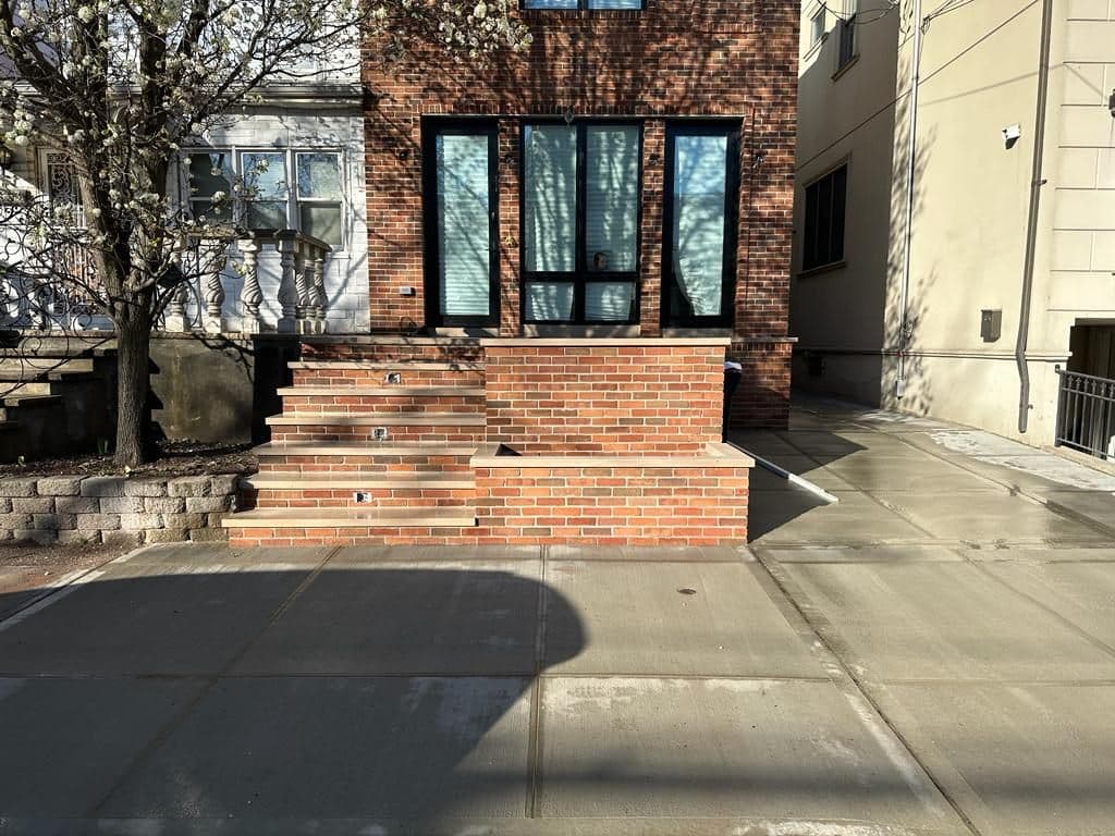 Finished brick front steps