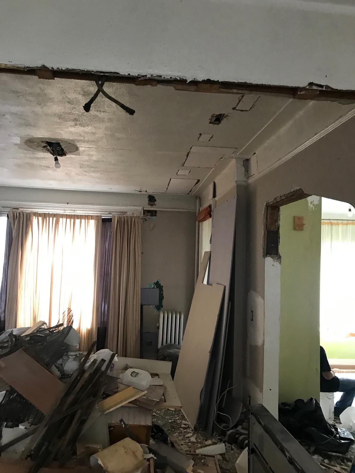 Room opened up and old materials removed