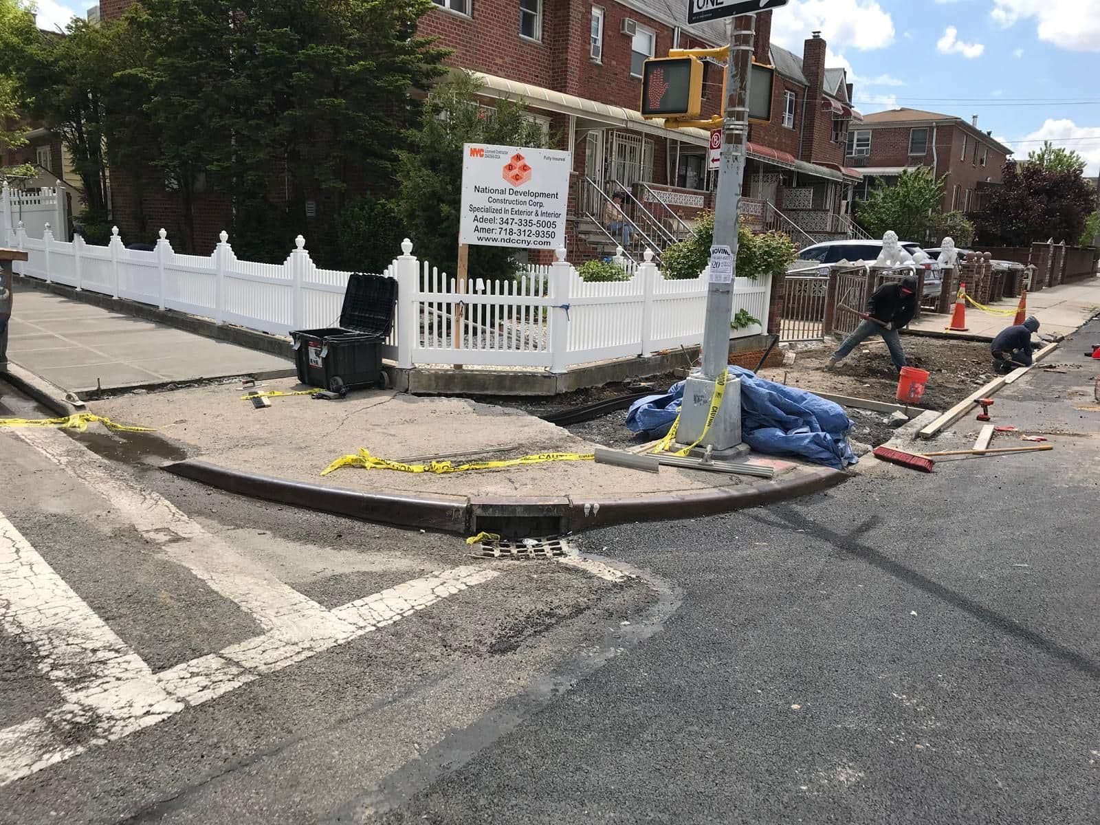 Old concrete removed and wooden forms set along the corner