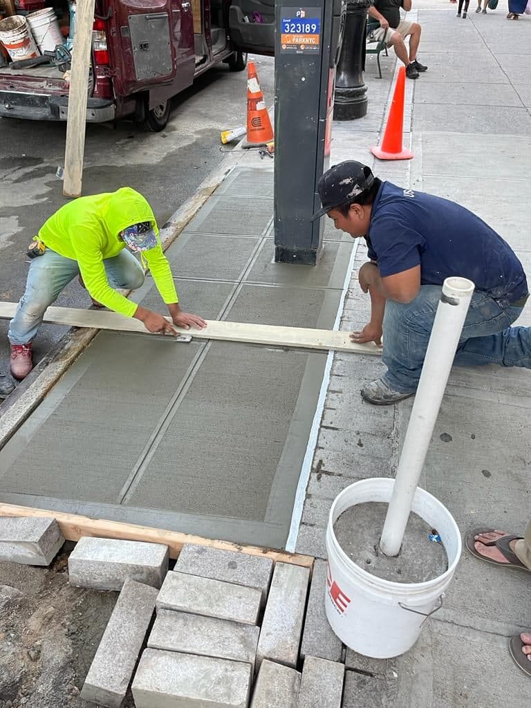 Crew setting forms and finishing the new flags