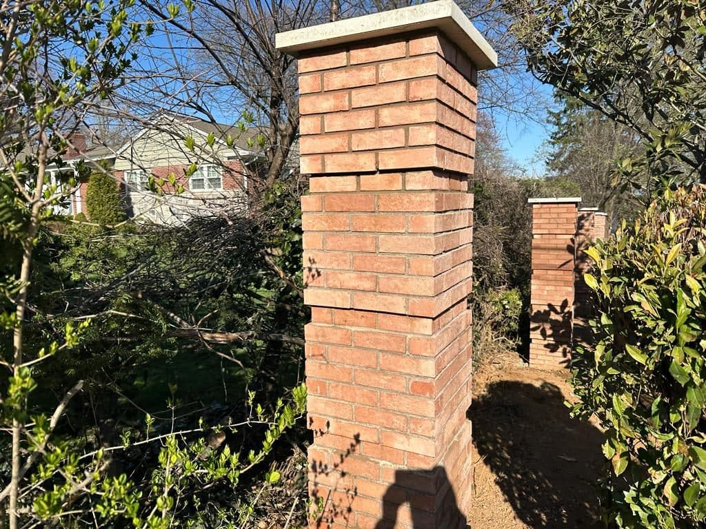 Finished brick column with its cap