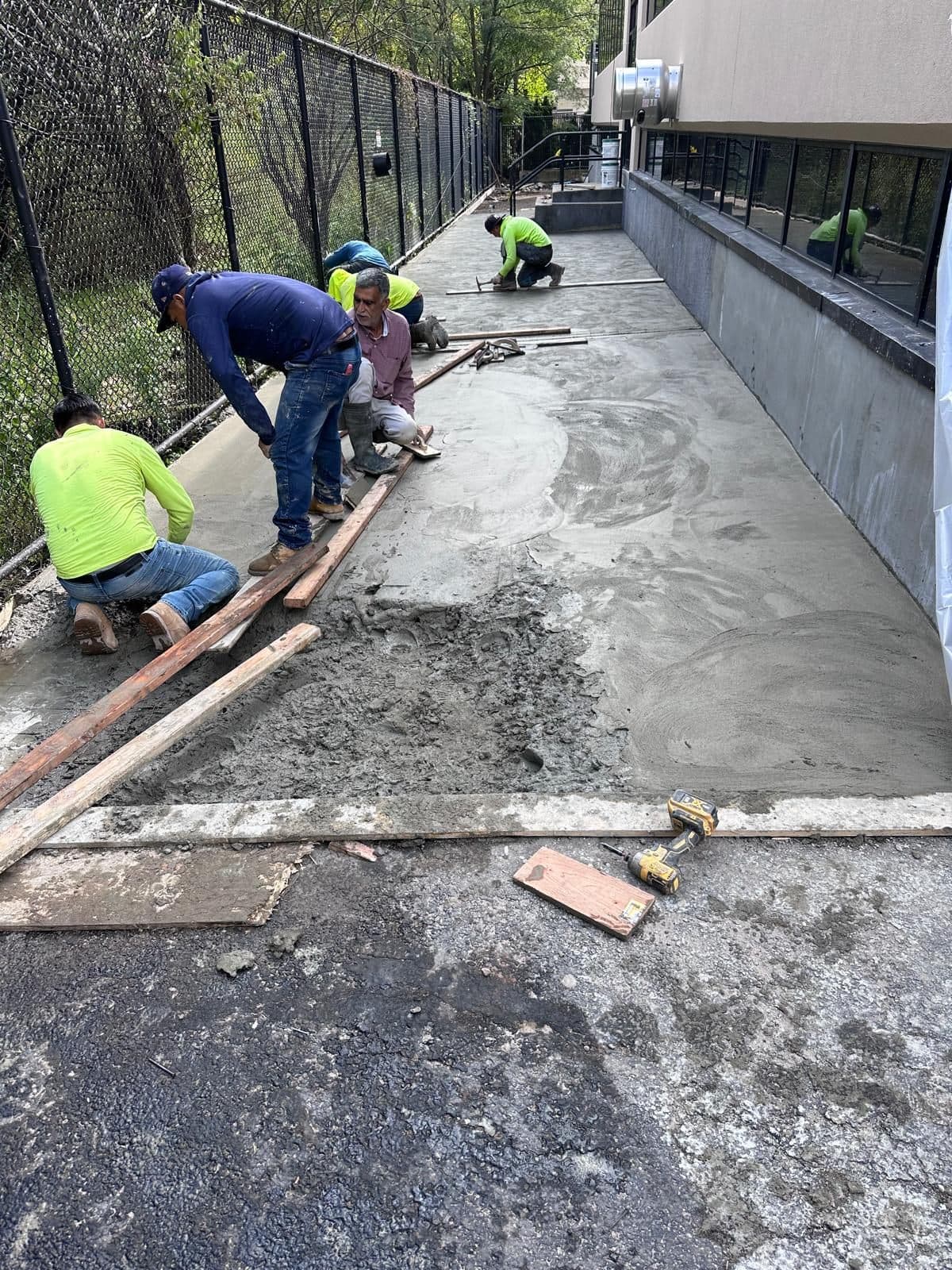Crew finishing the new walkway