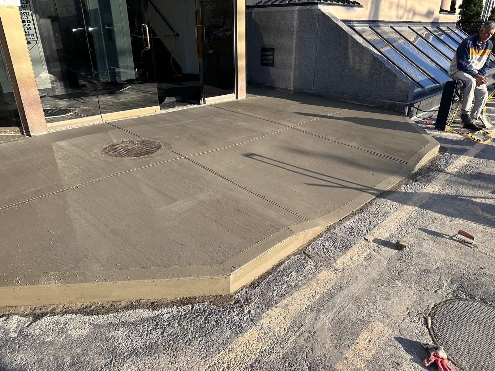 Finished concrete at the building entrance
