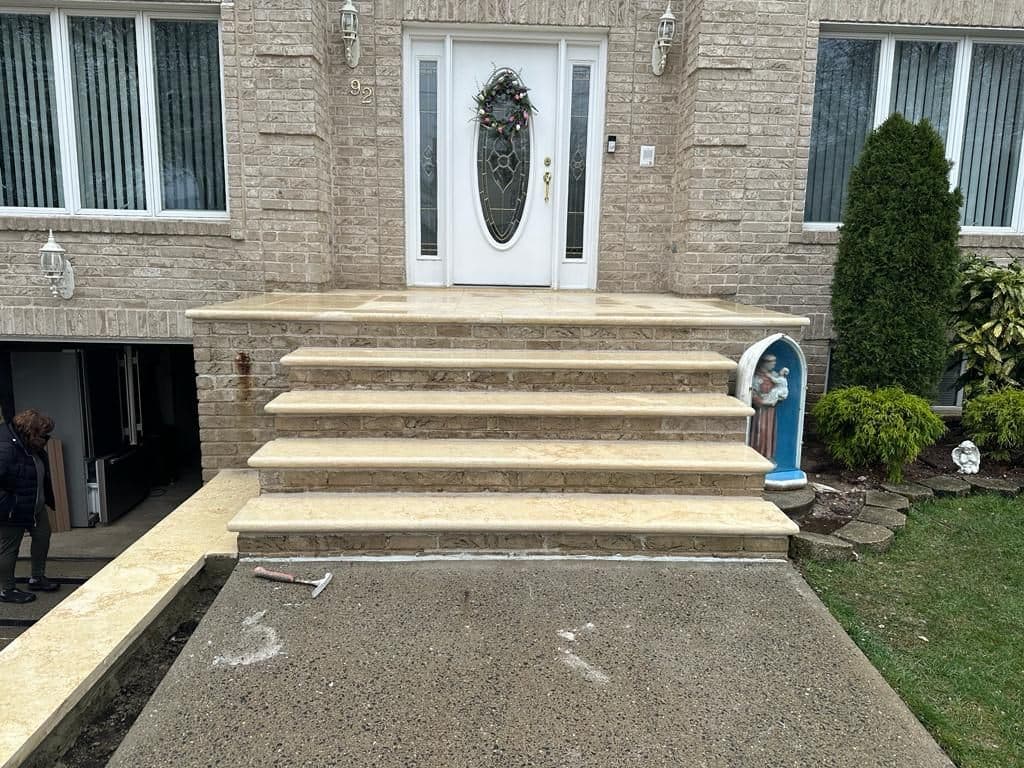 After: new Jerusalem stone front steps and landing