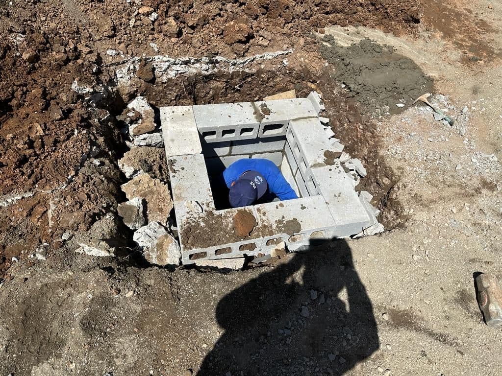 New block drain basin built in the yard