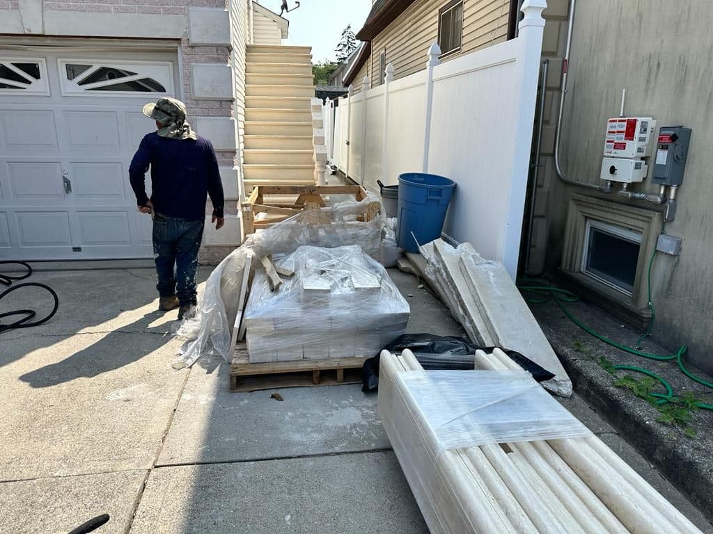 Jerusalem stone slabs delivered to the site