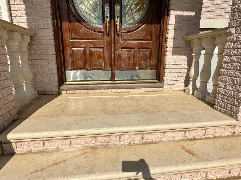 New Jerusalem stone landing at the front door