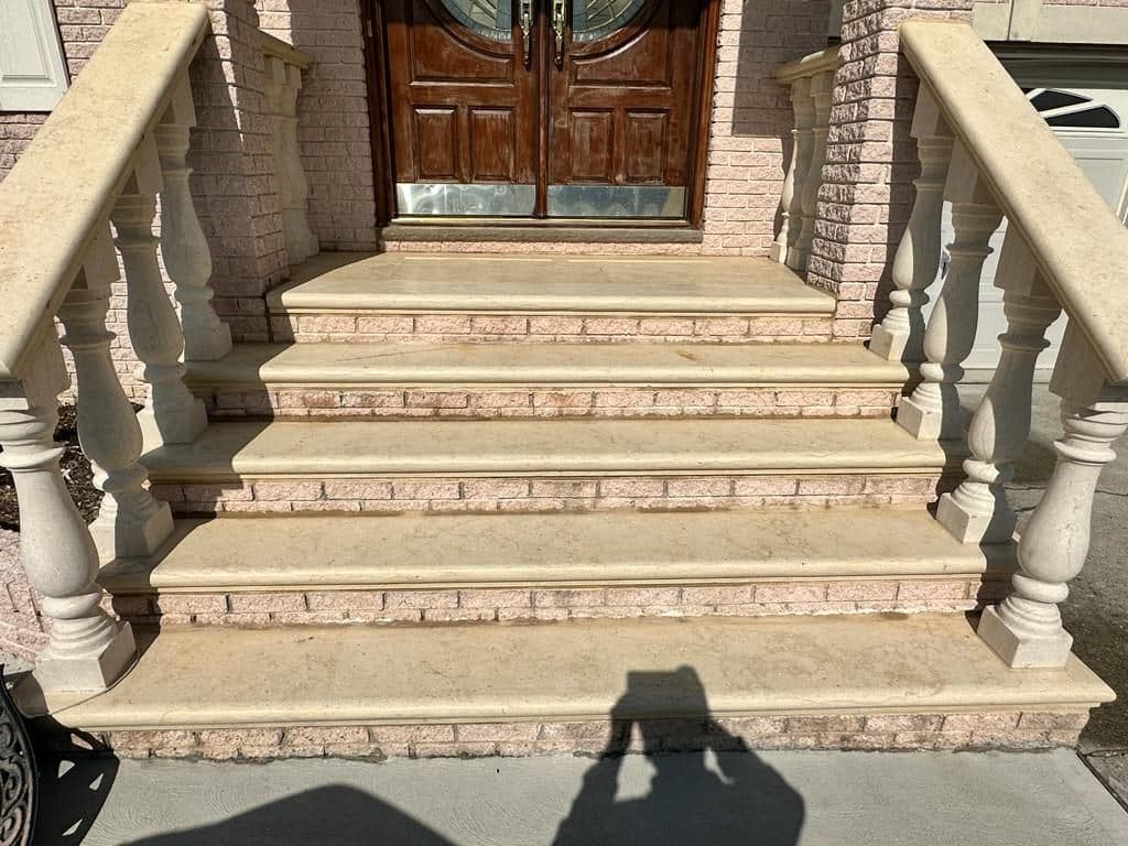 After: new Jerusalem stone steps, landing and balusters