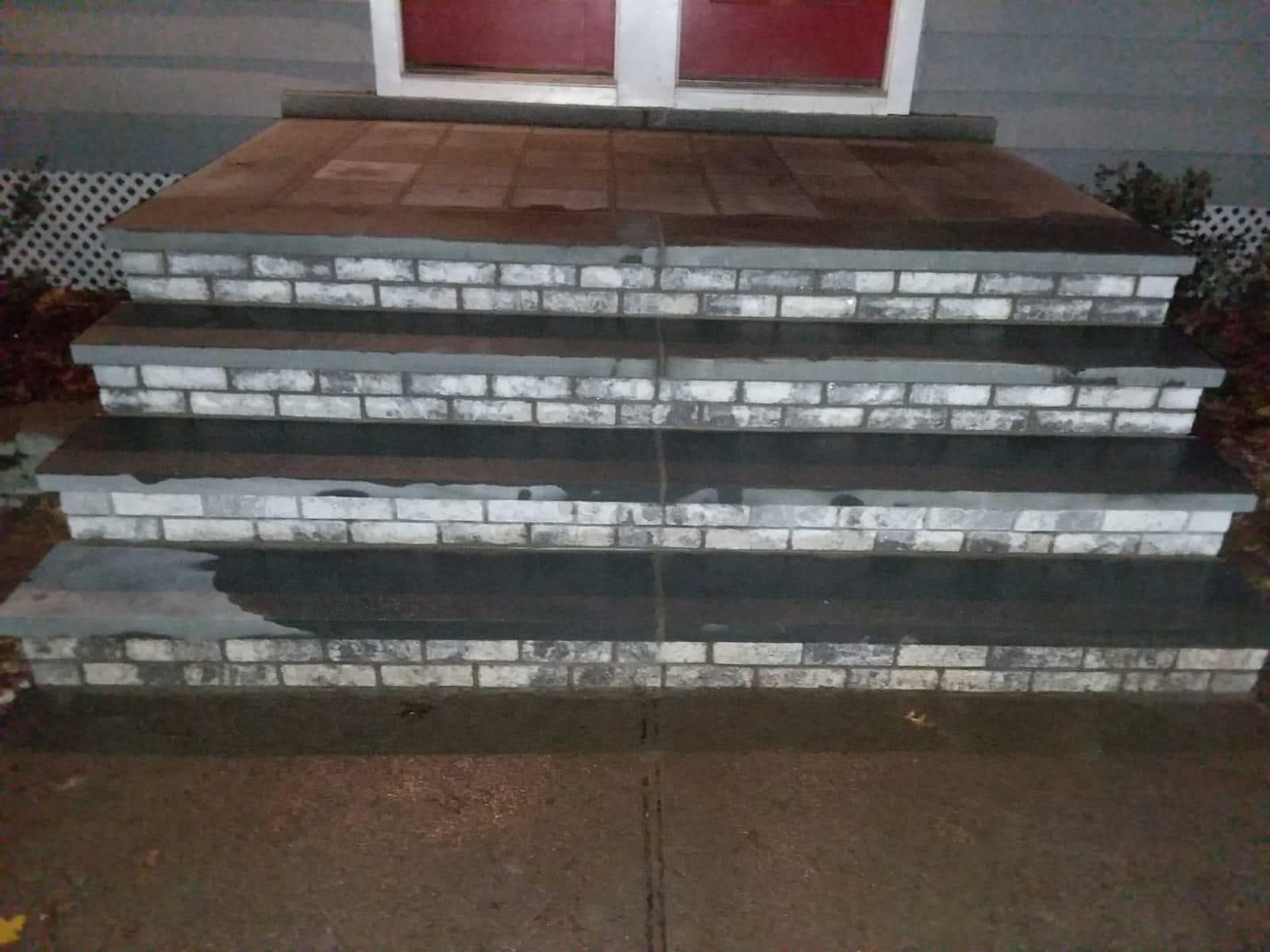 New stone treads set on the steps