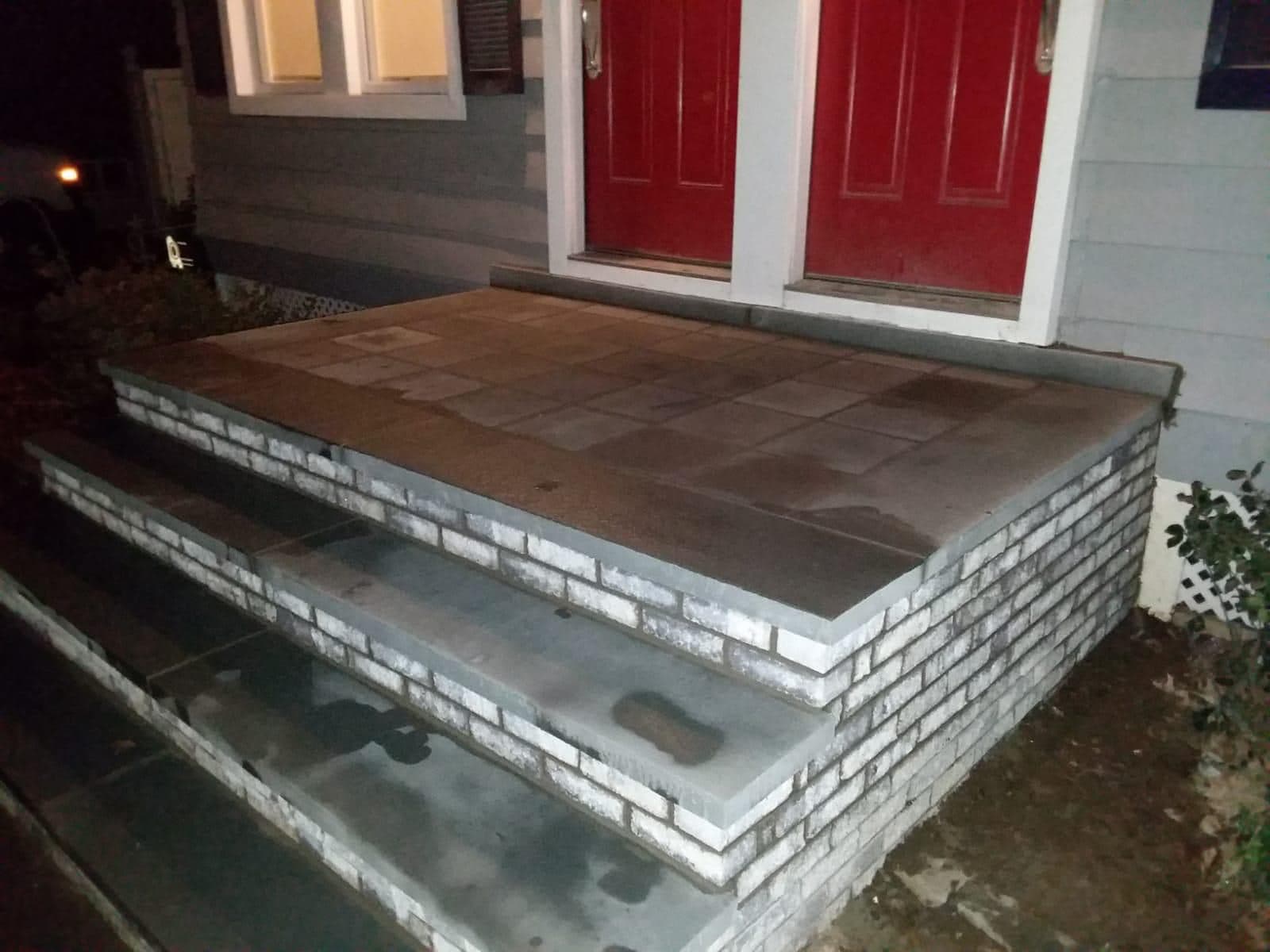 Side view of the finished steps