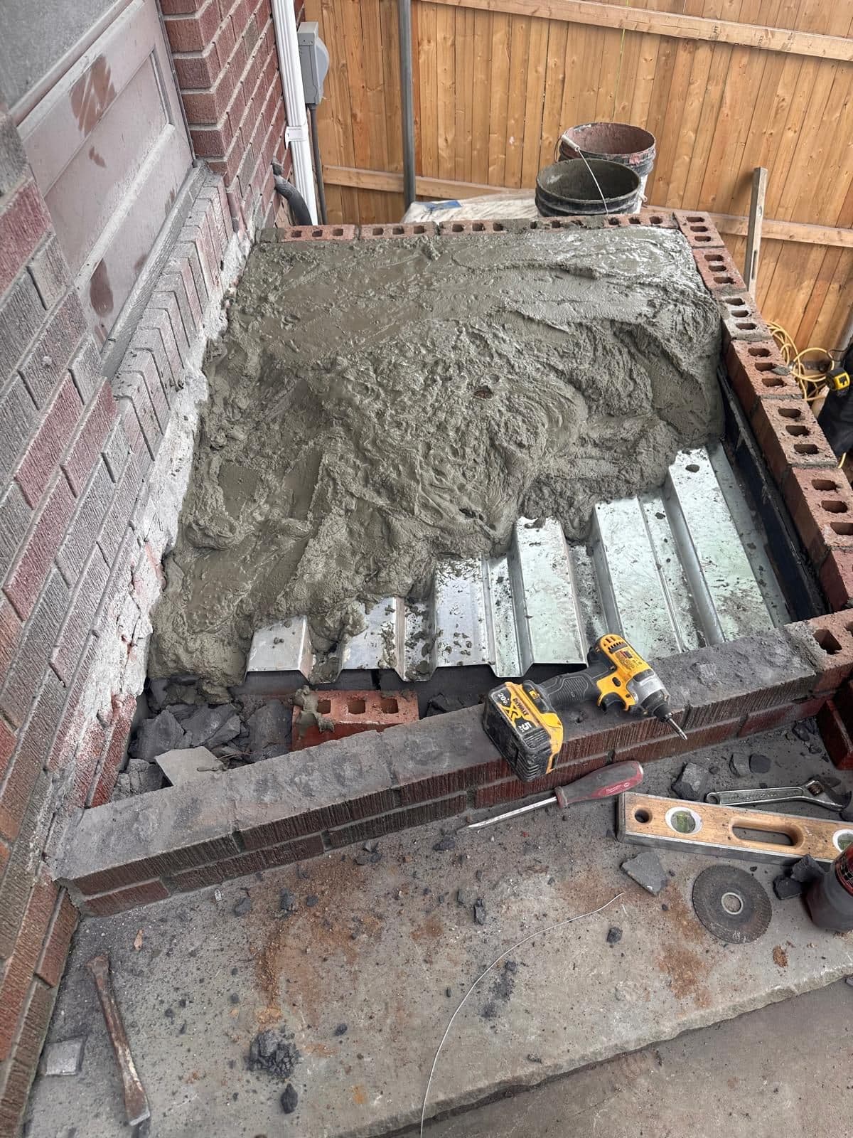 Concrete poured for the new basement steps
