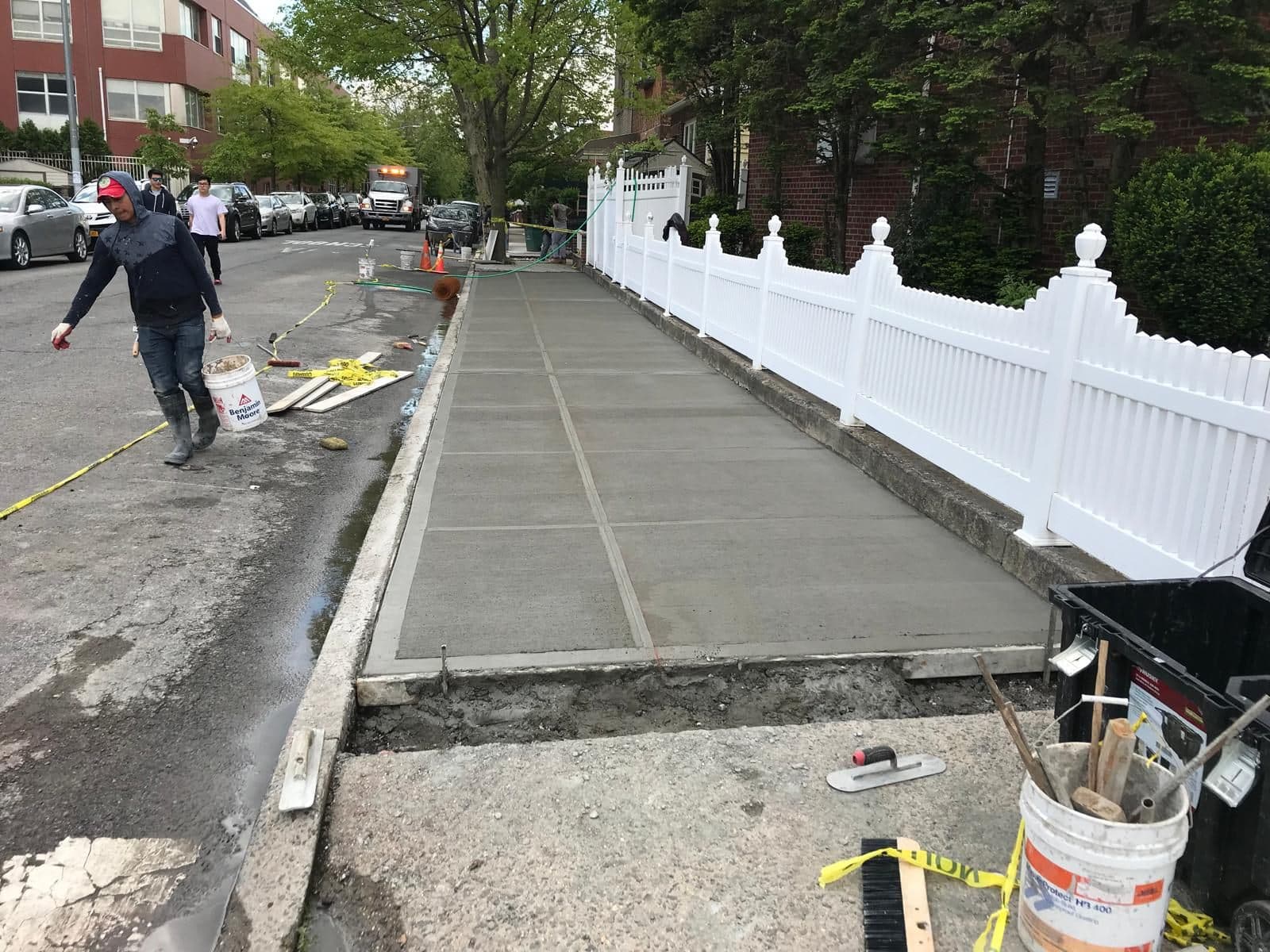 After: new concrete sidewalk in Gravesend, Brooklyn